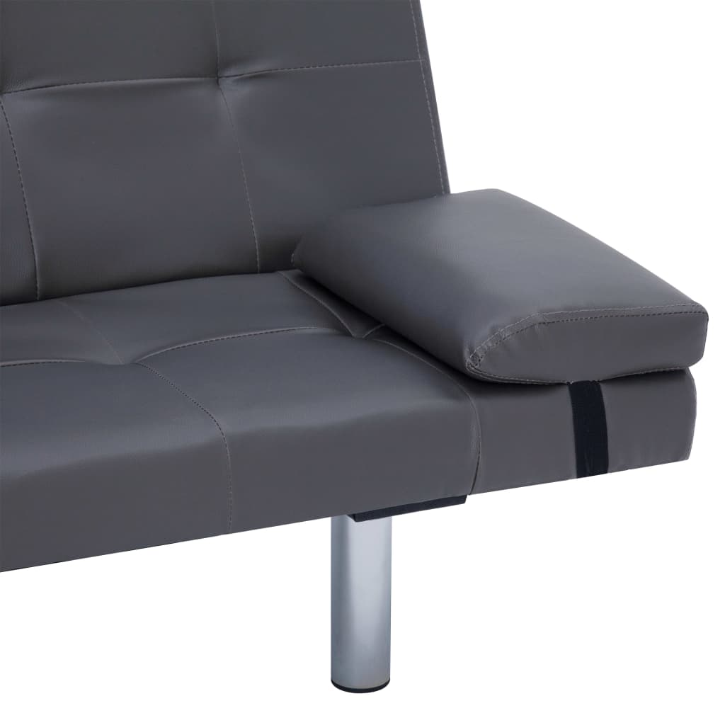 Divano Letto con 2 Cuscini Grigio in Similpelle 282181