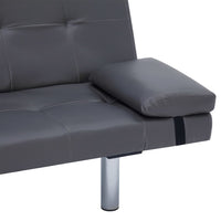 Divano Letto con 2 Cuscini Grigio in Similpelle 282181