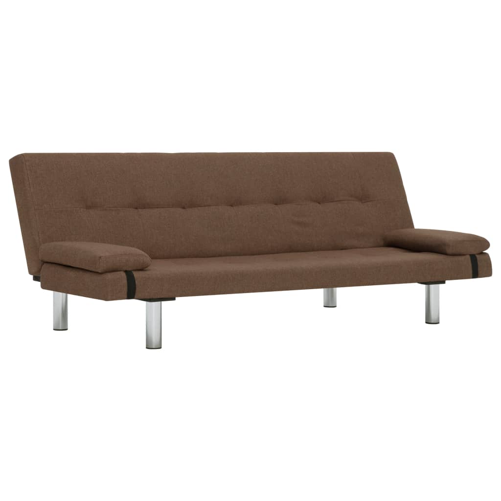 Divano Letto con Due Cuscino in Poliestere Marrone 282186