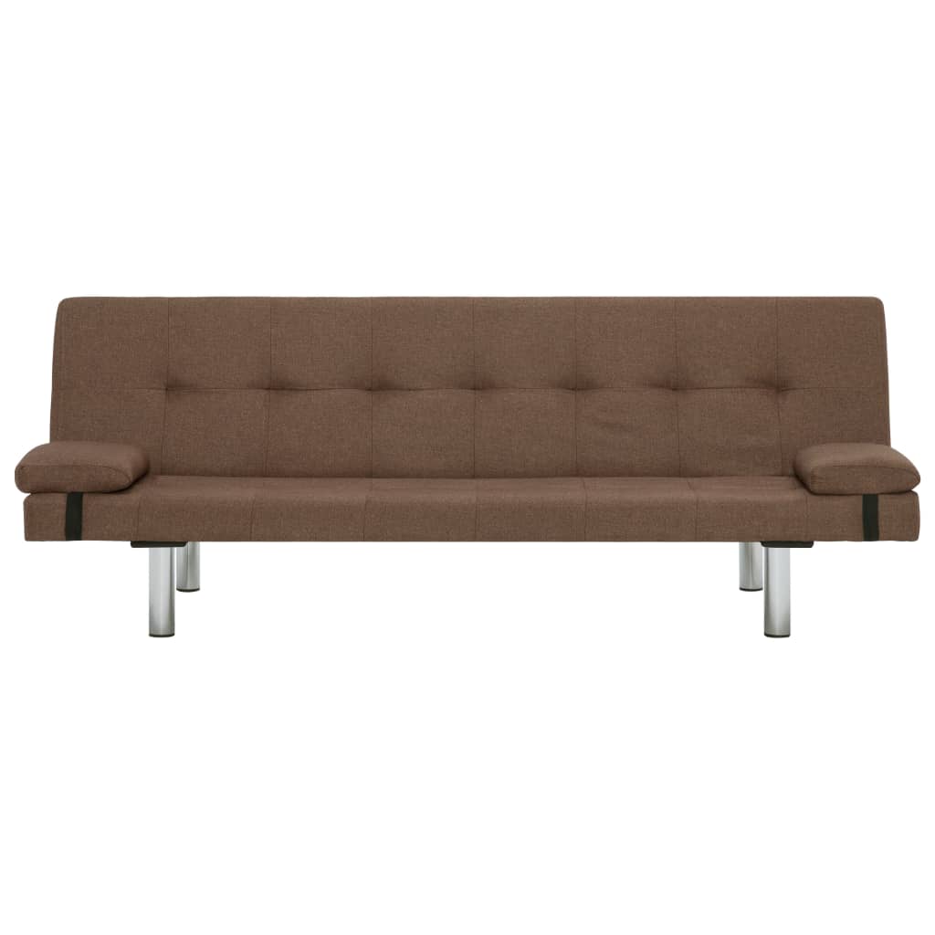 Divano Letto con Due Cuscino in Poliestere Marrone 282186