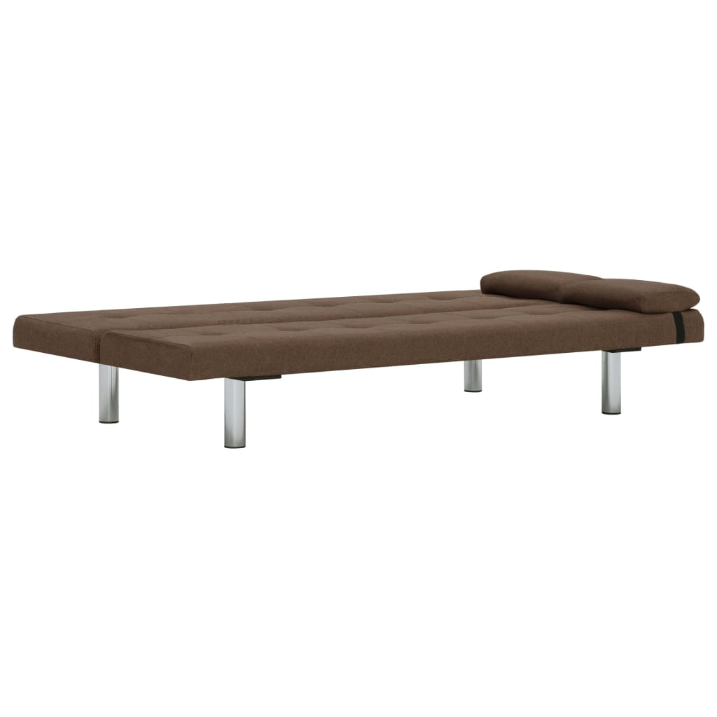 Divano Letto con Due Cuscino in Poliestere Marrone 282186
