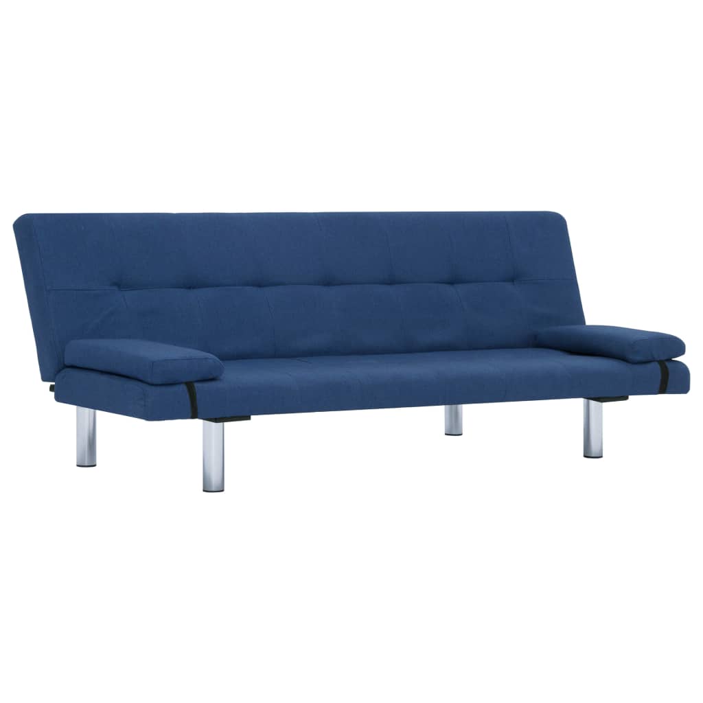 Divano Letto con Due Cuscino in Poliestere Blu 282187