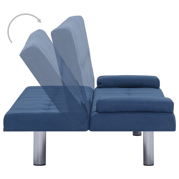 Divano Letto con Due Cuscino in Poliestere Blu 282187