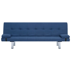 Divano Letto con Due Cuscino in Poliestere Blu 282187