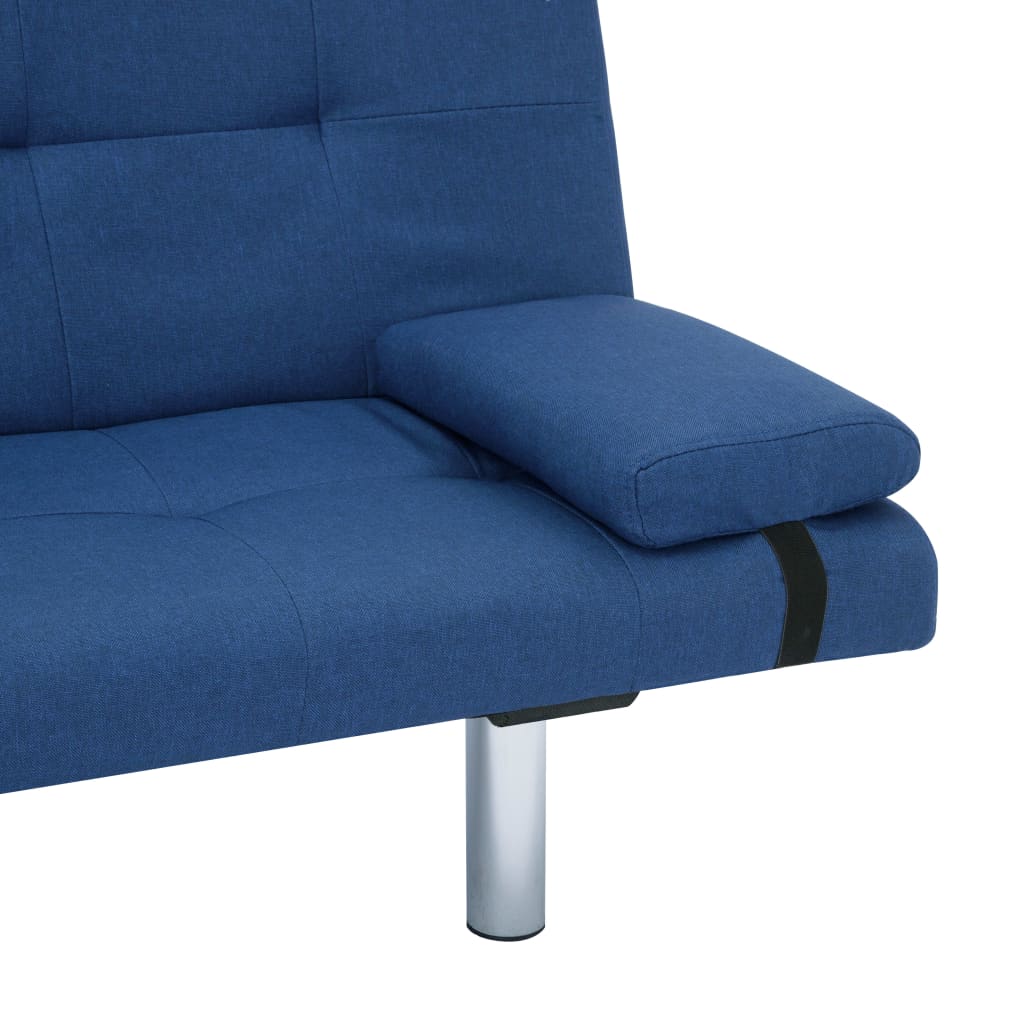 Divano Letto con Due Cuscino in Poliestere Blu 282187