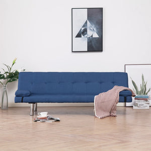 Divano Letto con Due Cuscino in Poliestere Blu 282187