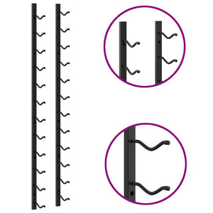 Portavini da Parete per 12 Bottiglie Nero in Ferro 282466