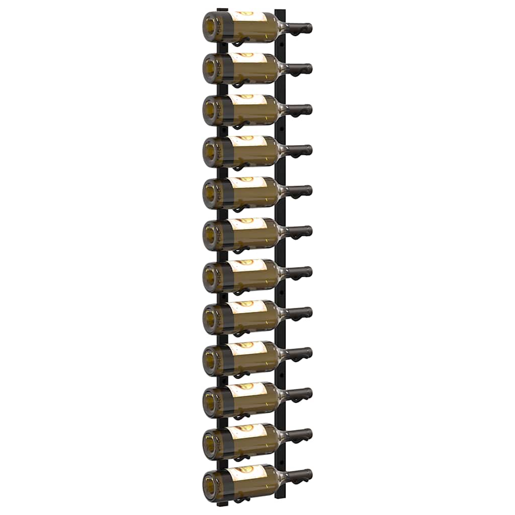 Portavini da Parete per 12 Bottiglie Nero in Ferro 282466