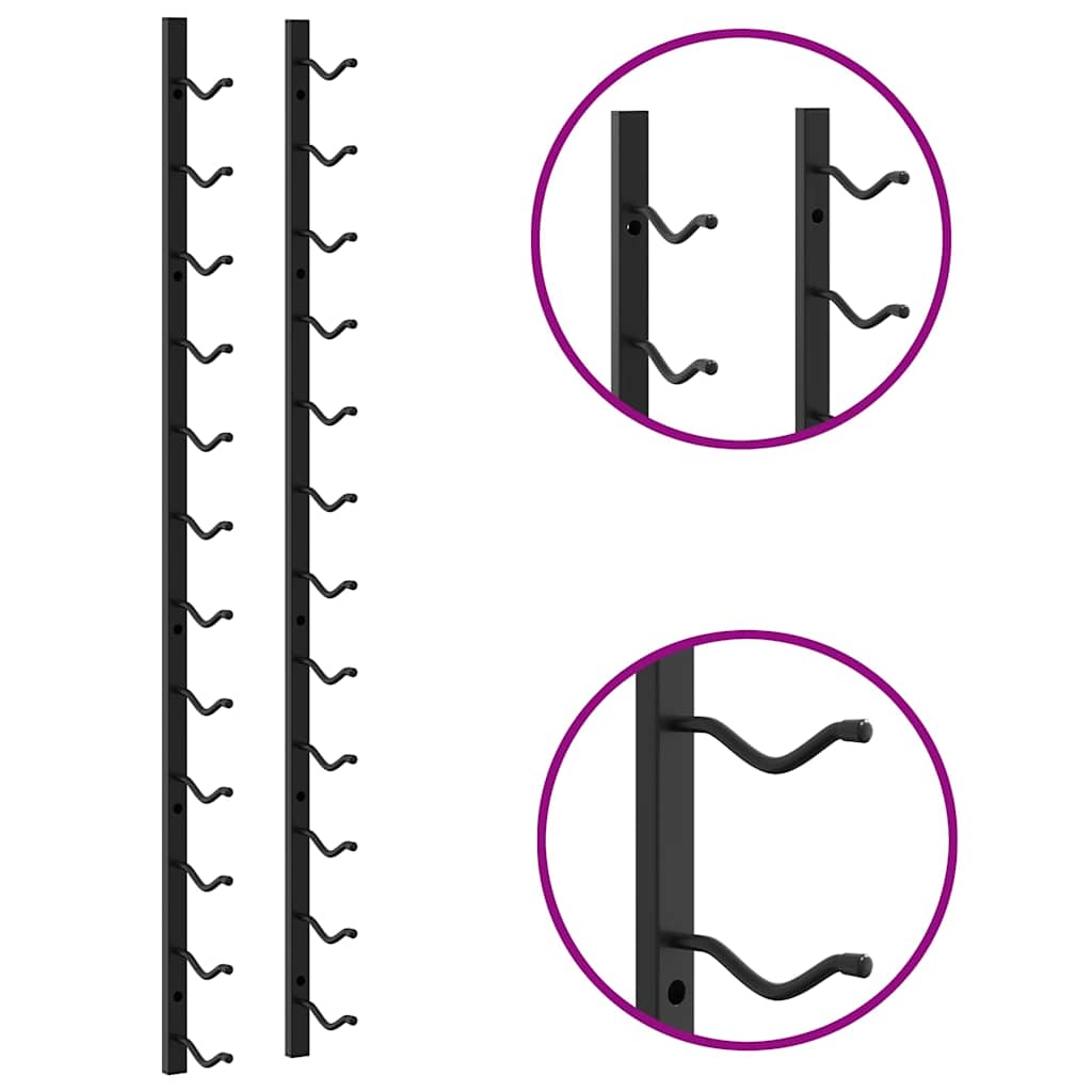 Portavini da Parete per 12 Bottiglie Nero in Ferro 282466