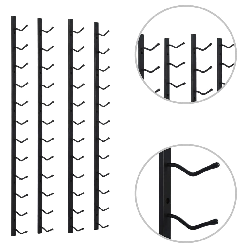 Portavini da Parete per 12 Bottiglie 2 pz Nero in Ferro cod mxl 54318