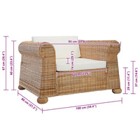 Poltrona con Cuscini in Rattan Naturale cod mxl 57978