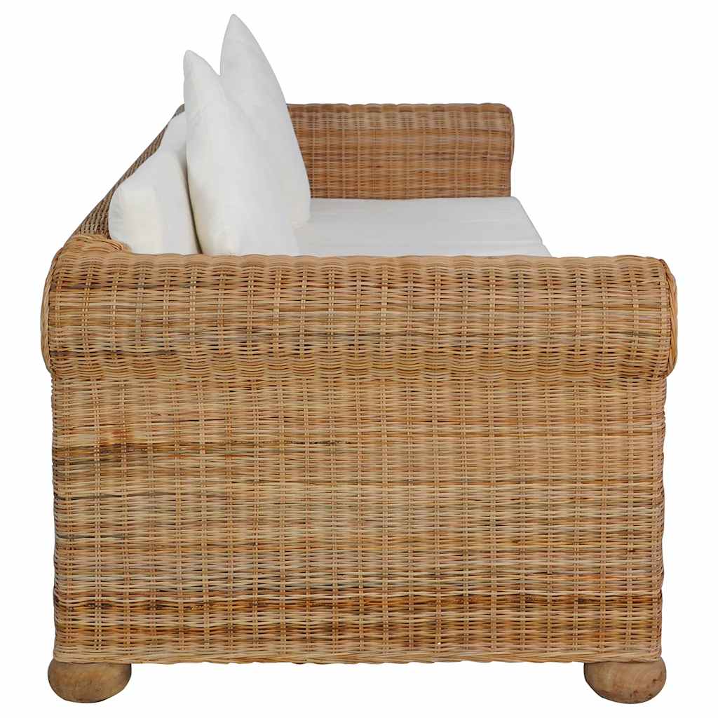 Divano a 3 Posti con Cuscini in Rattan Naturale cod mxl 6853