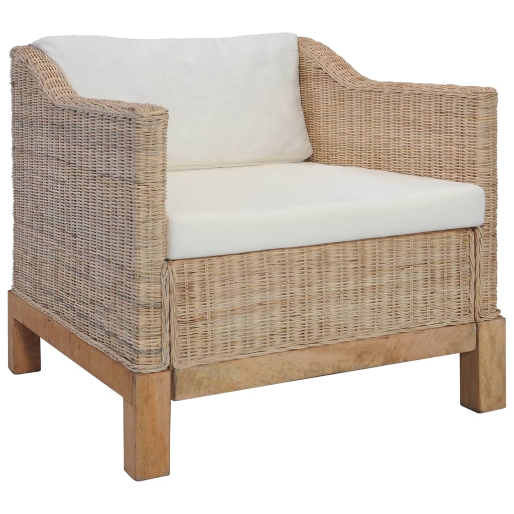 Poltrona con Cuscini in Rattan Naturale cod mxl 6268