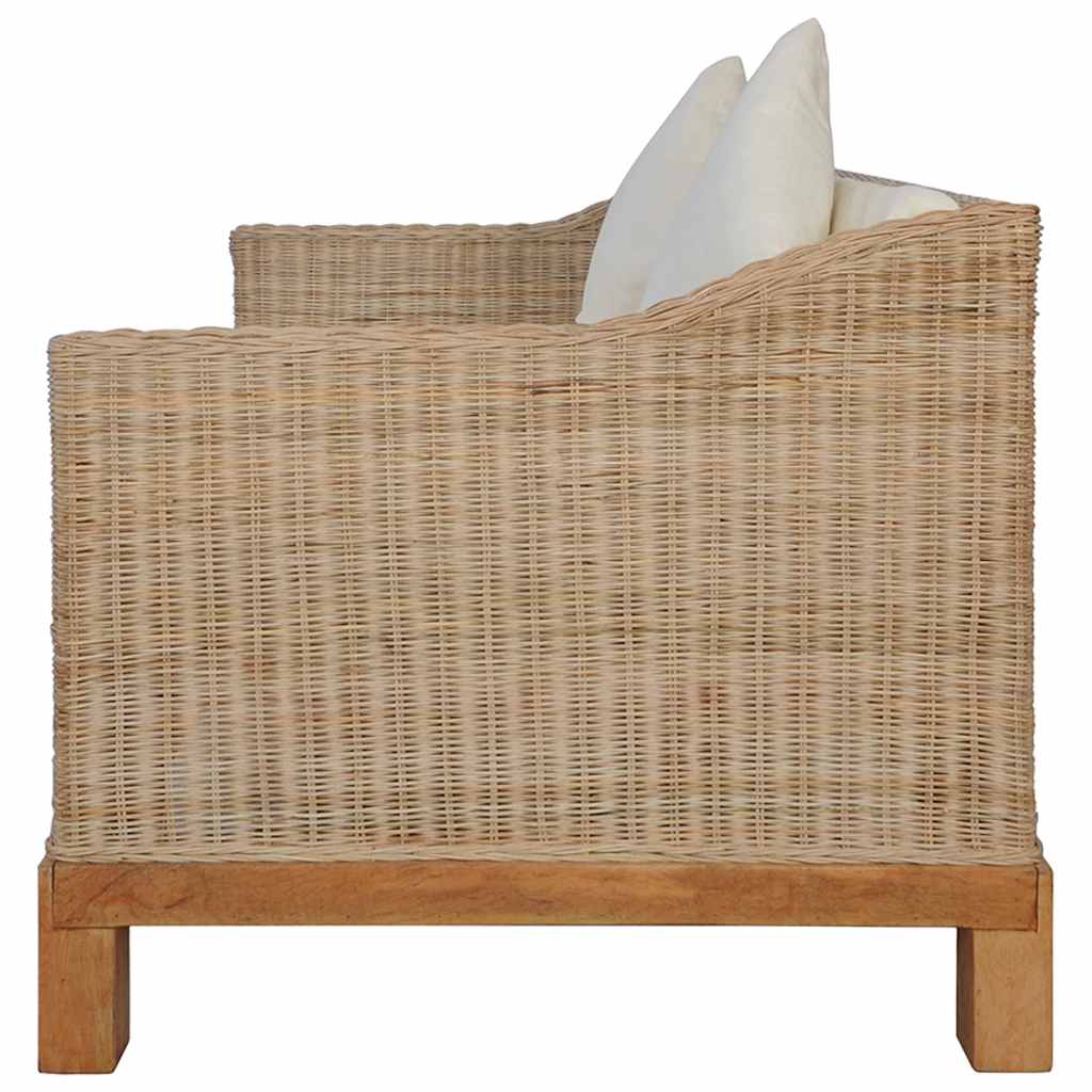 Divano a 2 Posti con Cuscini in Rattan Naturale cod mxl 6265