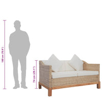 Divano a 2 Posti con Cuscini in Rattan Naturale cod mxl 6265