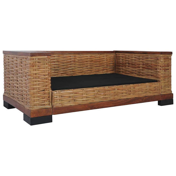 Divano a 2 Posti con Cuscini Marrone in Rattan Naturale cod mxl 6868