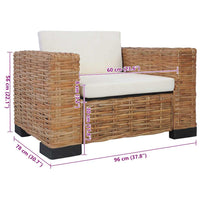 Poltrona con Cuscini in Rattan Naturale cod mxl 22704