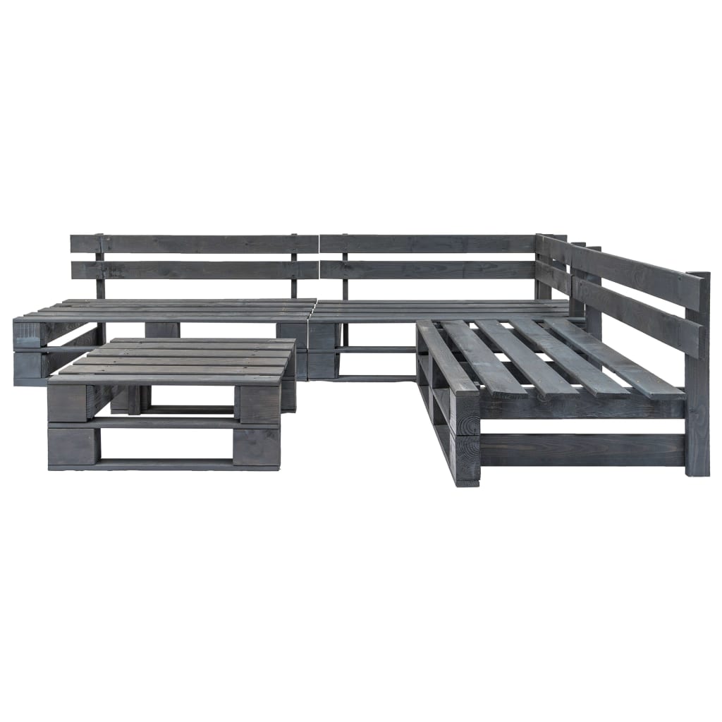 Set Salotto da Giardino 4 pz Pallet in Legno Grigio 276314