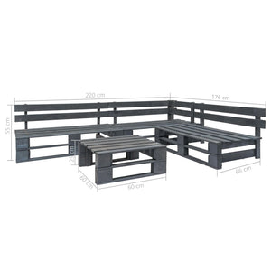 Set Salotto da Giardino 4 pz Pallet in Legno Grigio 276314