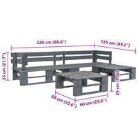 Set Divani da Giardino con Pallet 4 pz in Legno Grigio 276316