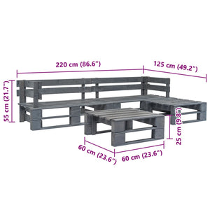 Set Divani da Giardino con Pallet 4 pz in Legno Grigio 276316