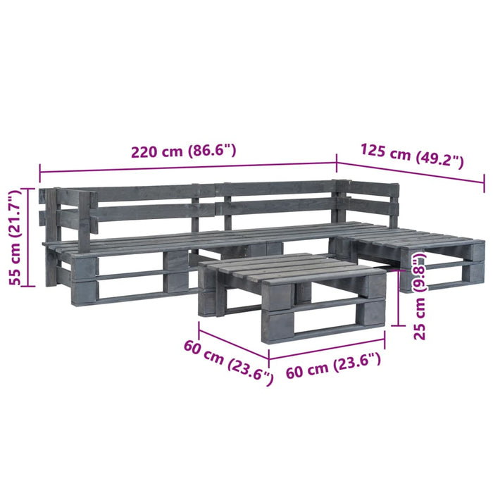Set Divani da Giardino con Pallet 4 pz in Legno Grigio 276316