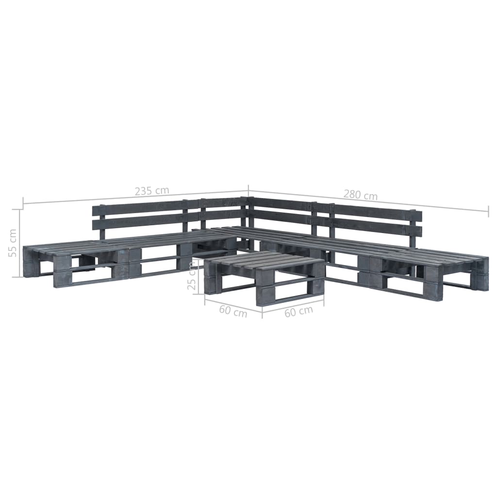 Set Salotto da Giardino 6 pz Pallet in Legno Grigio 276318