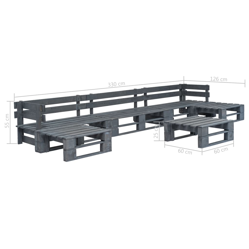 Set Mobili da Giardino 6 pz Pallet Legno Grigio 276320