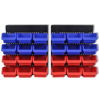 Scaffali portaoggetti da parete armadietto porta attrezzi combinato officina garage blu e rosso 02_0003858