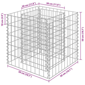 Gabbione Letto Rialzato in Acciaio Zincato 50x50x50 cm cod mxl 67390