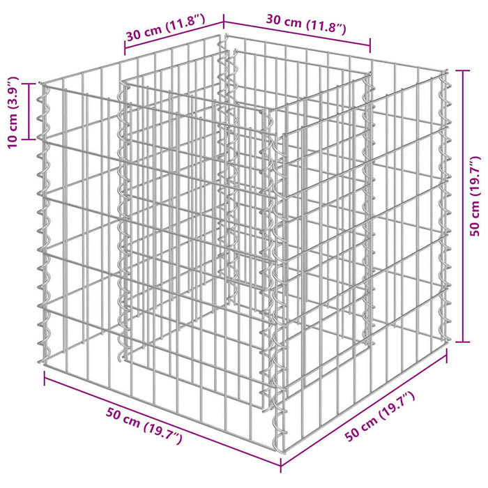 Gabbione Letto Rialzato in Acciaio Zincato 50x50x50 cm cod mxl 67390