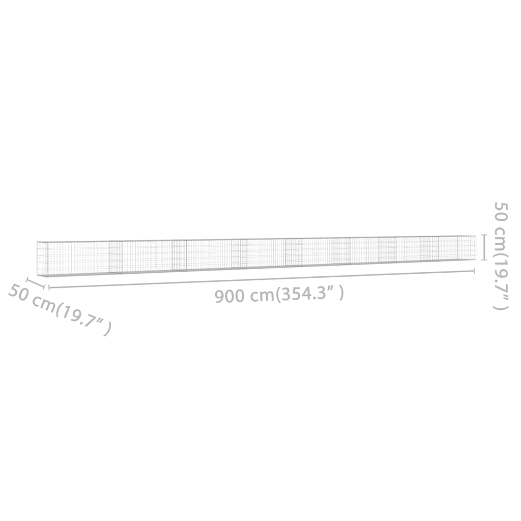 Gabbione in Acciaio Zincato con Copertura 900 x 50 x 50 cm 143587