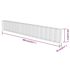 Gabbione in Acciaio Zincato Coperto 900 x 50 x 150 cm 143589