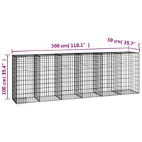 Gabbione con Copertura in Acciaio Zincato 300x50x100 cm 143592