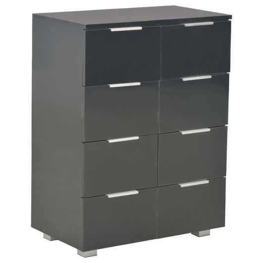 Credenza Nero Lucido 60x35x80 cm in Legno Multistrato 283713