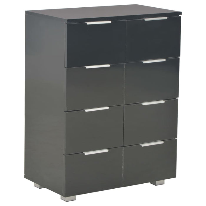 Credenza Nero Lucido 60x35x80 cm in Legno Multistrato 283713