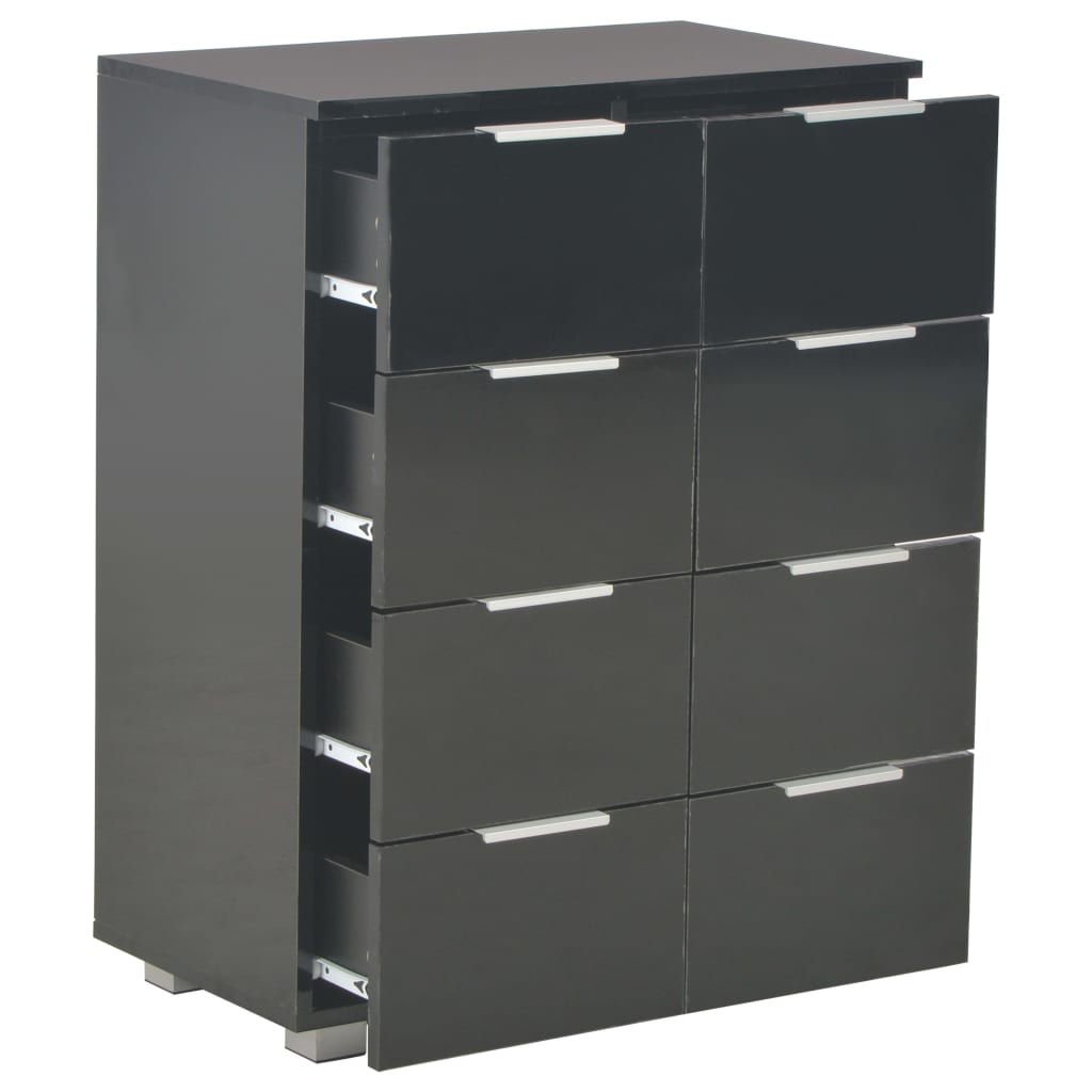 Credenza Nero Lucido 60x35x80 cm in Legno Multistrato 283713