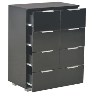 Credenza Nero Lucido 60x35x80 cm in Legno Multistrato 283713