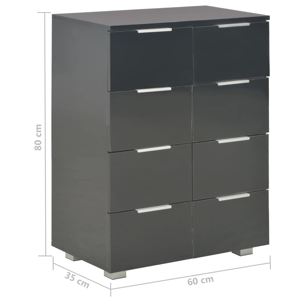 Credenza-Buffet-Armadio da cucina Nero Lucido 60x35x80 cm in Legno Multistrato