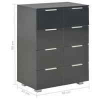Credenza Nero Lucido 60x35x80 cm in Legno Multistrato 283713