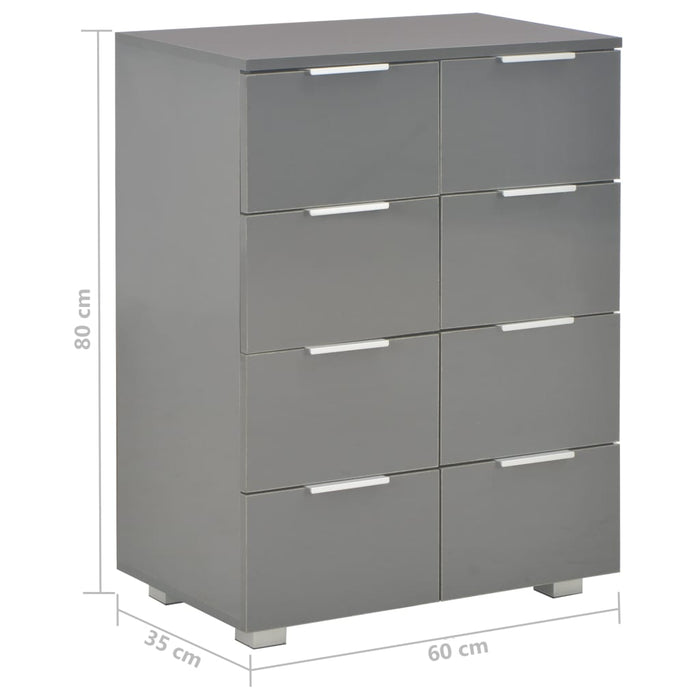 Credenza-Buffet-Armadio da cucina Grigio Lucido 60x35x80 cm in Legno Multistrato