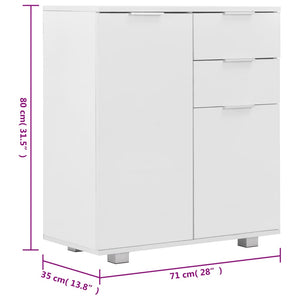 Credenza buffet cassettiera mobile contenitore organizer cucina soggiorno lucido 71 x 35 x 80 cm pannelli compositi bianco 02_0030767