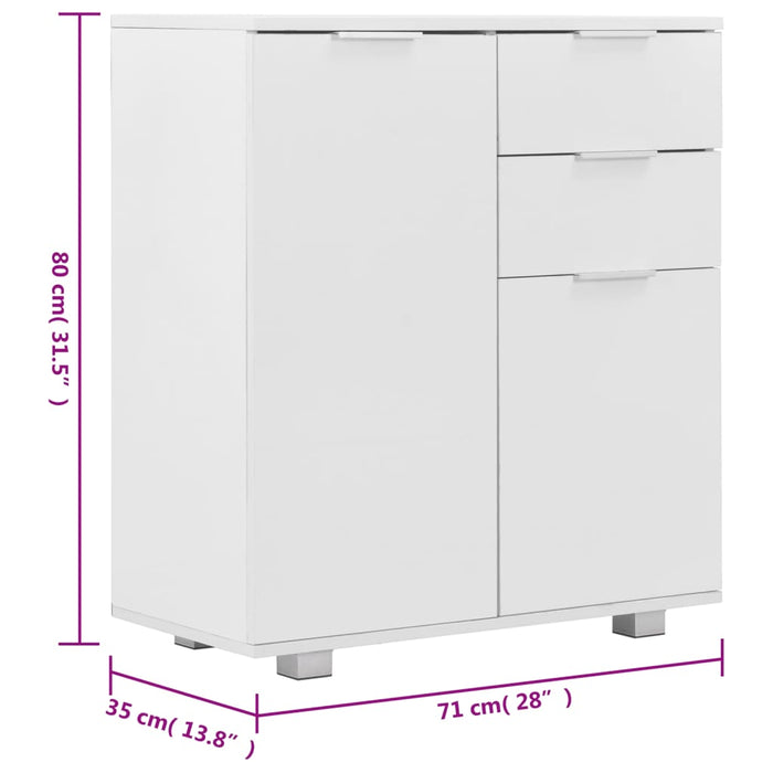 Credenza buffet cassettiera mobile contenitore organizer cucina soggiorno lucido 71 x 35 x 80 cm pannelli compositi bianco 02_0030767