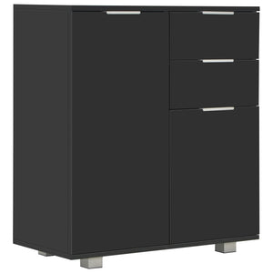 Credenza con Finitura-Buffet-Armadio da cucina Lucida Nera 71x35x80 cm in Truciolato