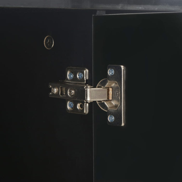 Credenza con Finitura-Buffet-Armadio da cucina Lucida Nera 71x35x80 cm in Truciolato