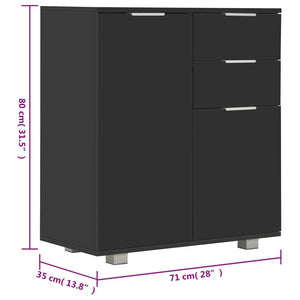 Credenza con Finitura Lucida Nera 71x35x80 cm in Truciolato 283716