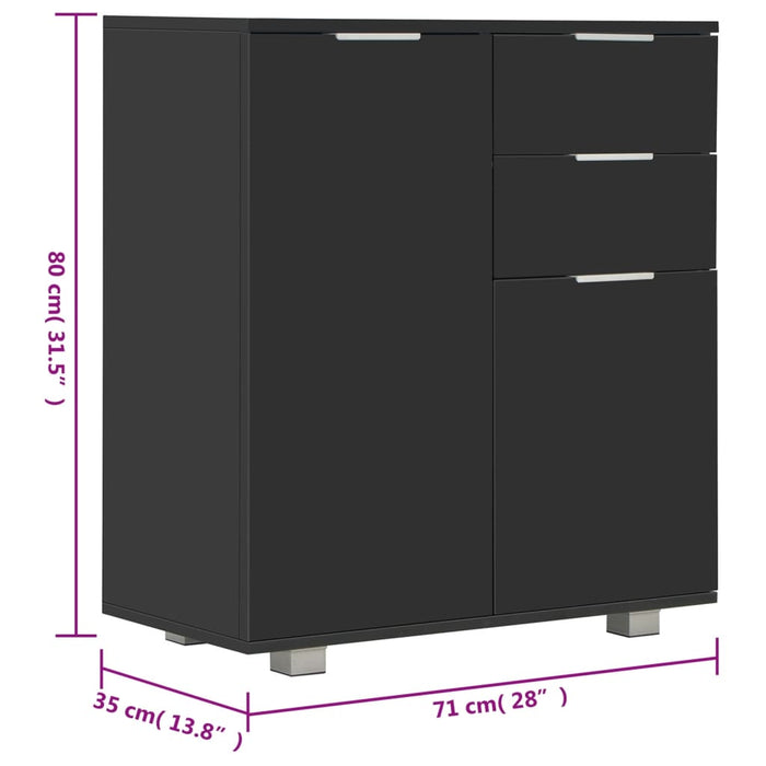 Credenza con Finitura Lucida Nera 71x35x80 cm in Truciolato 283716