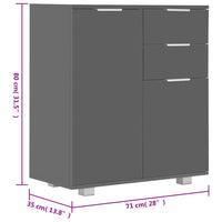 Credenza con Finitura-Buffet-Armadio da cucina Lucida Grigia 71x35x80 cm in Truciolato