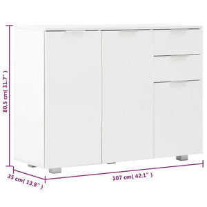 Credenza Bianco Lucido 107x35x80,5 cm 283718