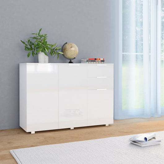 Credenza Bianco Lucido 107x35x80,5 cm 283718